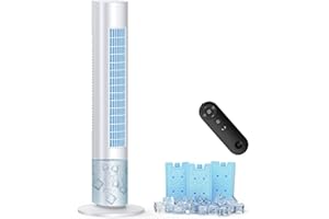 MYICY Evaporative Air Cooler, 35" Windowless Air Conditioner Portable, 3 Speeds, 1.2L Water Tank, 3 Ice Packs, 20ft Remote, 7H Timer, No Hose No Window Needed,70° Oscillating Portable AC Unit for Room