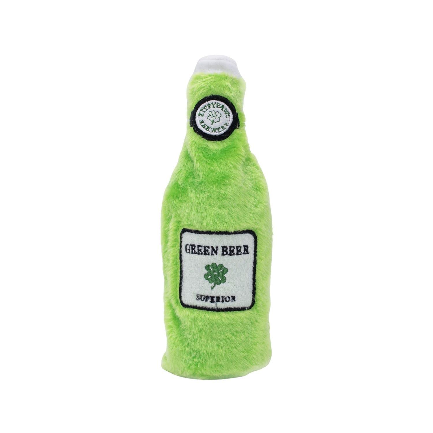 ZippyPaws - Happy Hour Crusherz Drink Themed Crunchy Water Bottle Dog Toy - St. Patrick's Green Beer