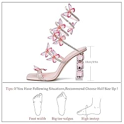 VOZTOLLS Strappy Heels for Women Rhinestone Crystal