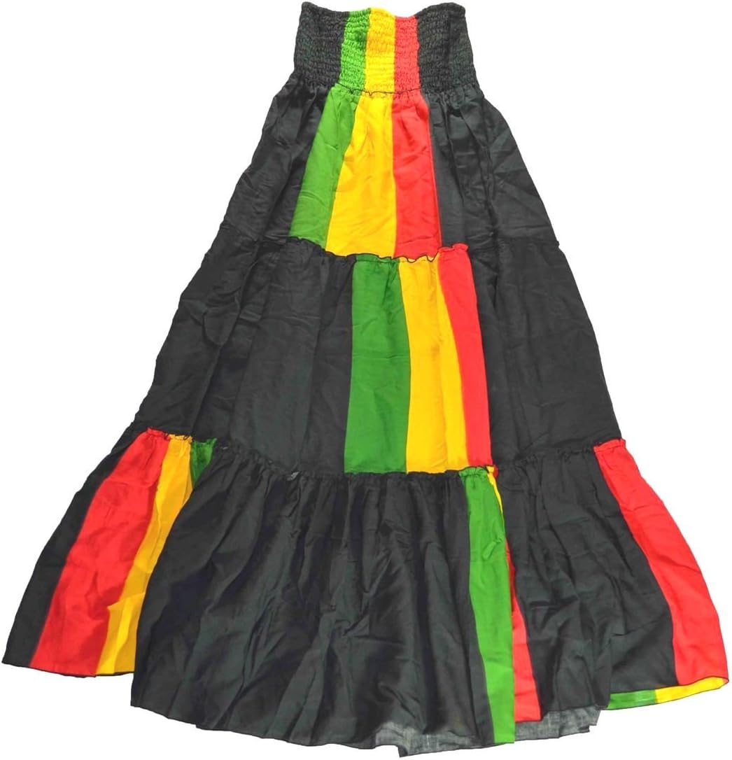 Pyin Women's Rasta Women Dress Black Red Yellow Green