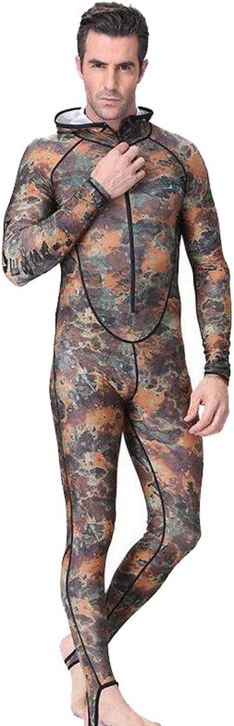 Men Camouflage Wetsuit,Hoodie Snorkeling Suits UV Protection Rash Guard Spearfishing Diving Suit Camo Scuba Wet Suit