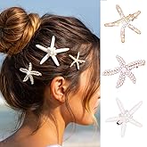 HEREAD Starfish Mermaid Hair Clips Pearl Hair Accessories Rhinestone Hair Piece for Women and Girls (Pack of 3)