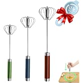 Semi-automatic Whisk, Stainless Steel Egg Beater, Hand Push Rotary Whisks Mixer Stirrer for Making Cream, Whisking, Beating and Stirring (3 Color)