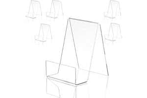 6 Pack 4.25in Small Acrylic Book Stand for Display Book, Magazine, Comic, Easel, Phone, Tablet, Photos, Artworks Transparent 