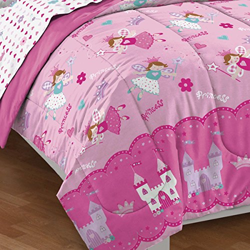 Dream Factory Magical Princess Ultra Soft Microfiber Girls Comforter Set, Pink, Twin