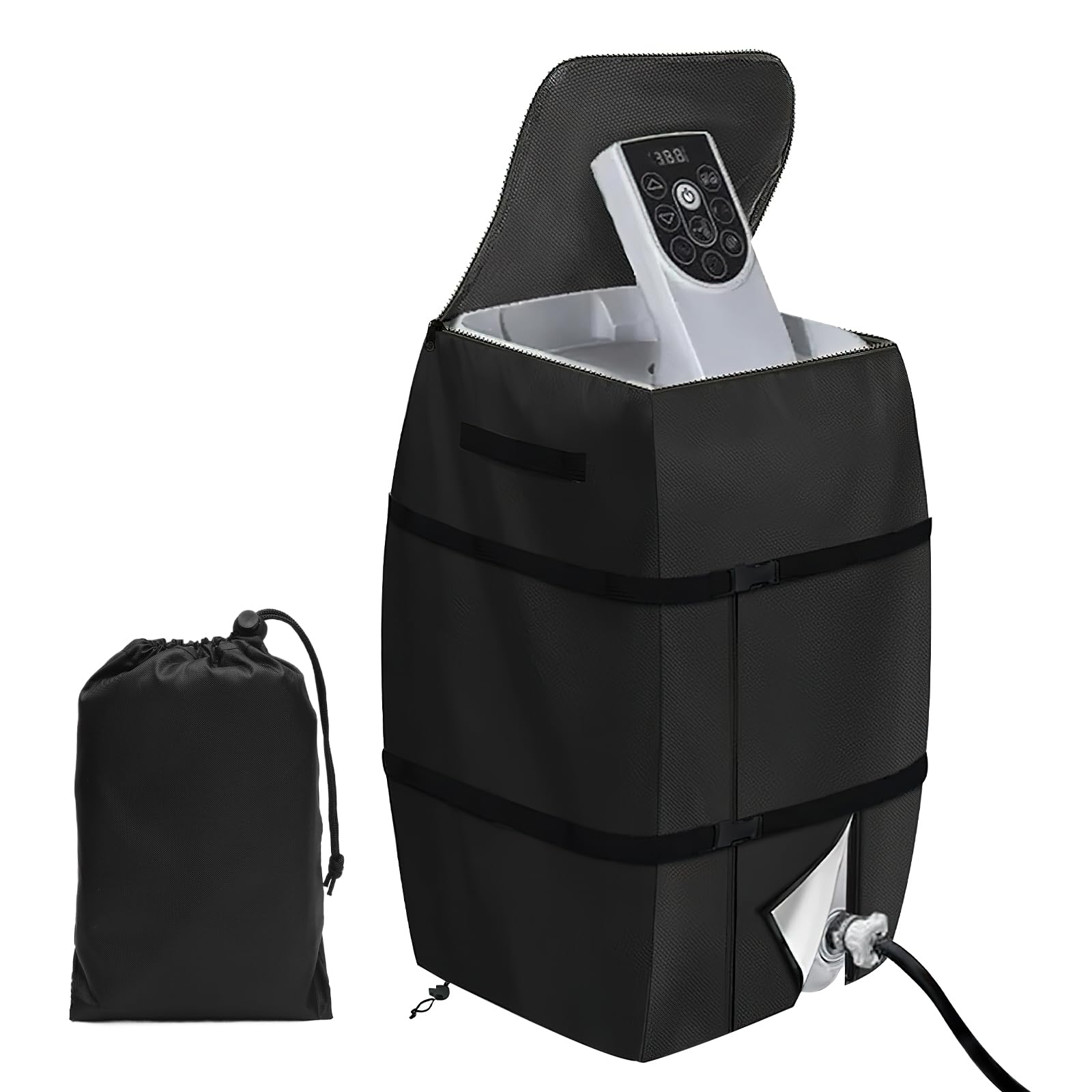 Hot Tub Cover with Zipper Opening - Spa Heater, Waterproof, Dustproof & Insulated Pump Cover for Outdoor Travel Bathtub, Pools & Inflatable Bathtubs (Black) by Lazy Spa