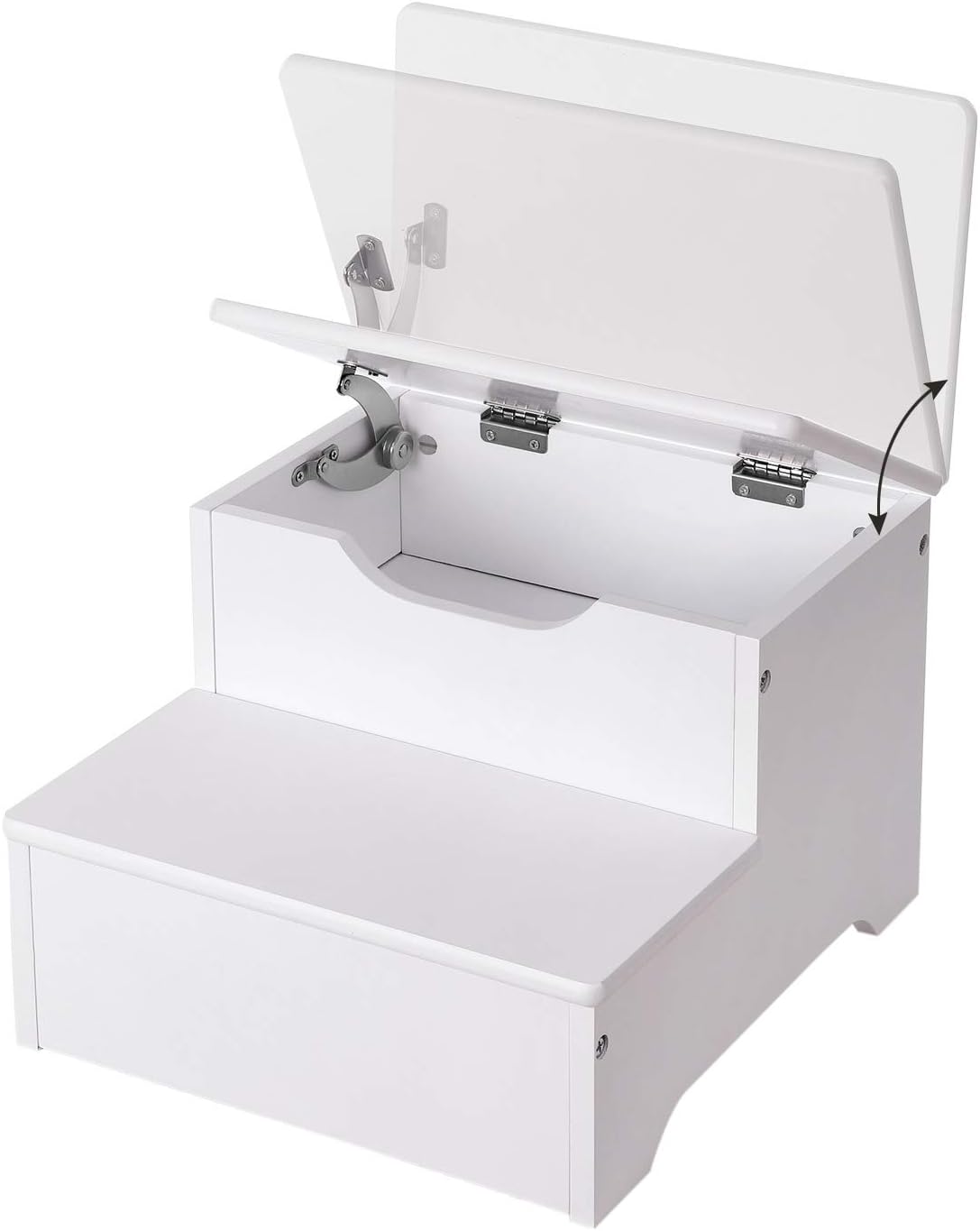 white step stool with storage