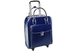 McKLEIN 15" Leather Vertical Wheeled Ladies' Laptop Briefcase- UPTOWN- Navy