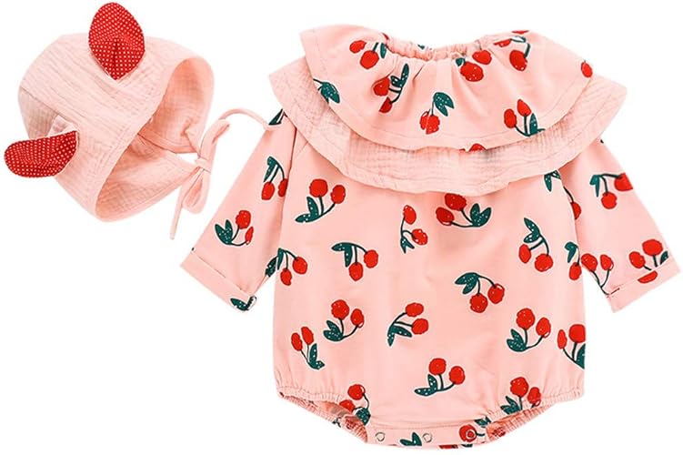 Amazon F Qiminkベビー服 ロンパース ボディースーツ 子供服 女の子 男の子 カバーオール 赤ちゃん 新生児服 お出かけ おしゃれ 春服 夏服 秋服 冬服 可愛い 人気 撮影 ルームウエア 出産祝い プレゼントホワイト長袖 フリル フルーツプリント ファーストシューズ