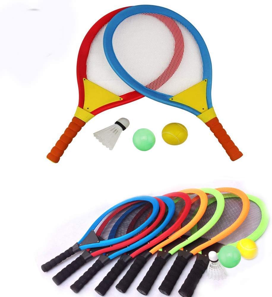 Unetox Badminton Racket Tennis Set Tennis Rackets Balls Badminton Kit Indoor Outdoor Beach Sports Play Game Toys for Boys, Girls, Children 3 4 5 6 Years Old(Random Color)