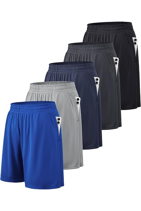 Lot De 5 Shorts De Course Homme - Séchage Rapide - Taille Élastique Avec Poches - Pour Sport Et Fitness