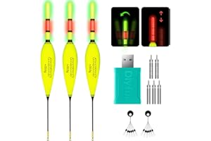 QualyQualy Lighted Slip Bobbers Fishing Floats LED Bobber w/Charger 3pcs Color Change Glow Bobber for Crappie Walleyes Fishing