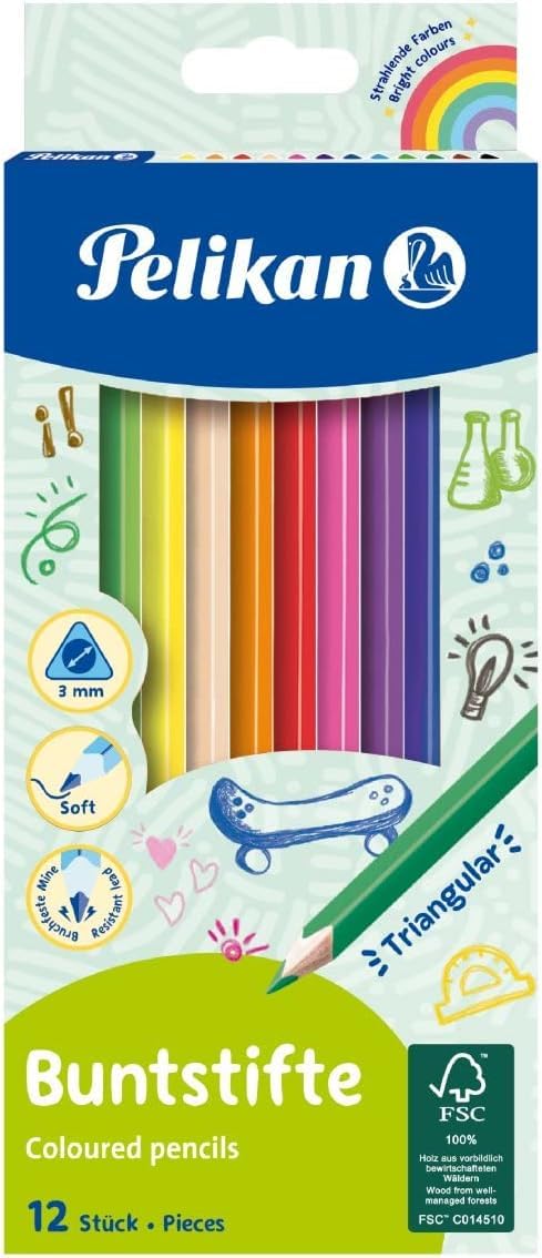 Pelikan 700115 Coloured Pencils Triangular Pack of 12 FSC