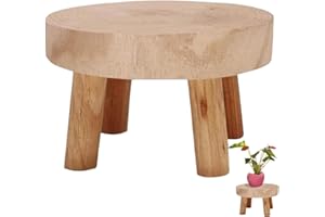 Wooden Plant Stand Sturdy Plant Stool for Indoor Plants Wood Riser to Display Succulents Pots and Decor Natural Log Color S