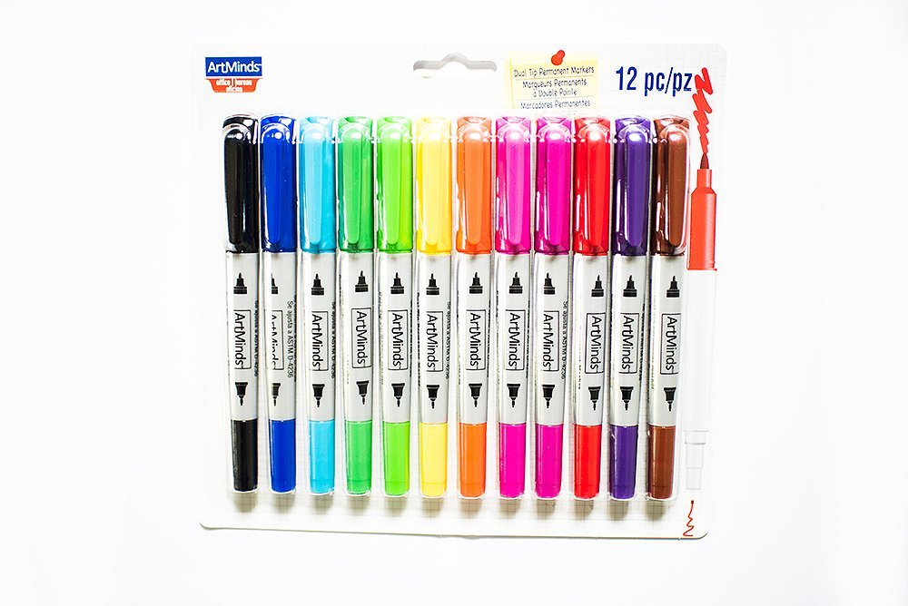 Artminds 12 Piece Dual tip Permanent Markers Amazon.co.uk Kitchen & Home