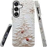Compatible with Samsung Galaxy S25,Glossy Dual-Layer Protection with Phone Case Cover - Christmas Tree White
