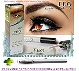 FEG Eyebrow enhancer. The most powerful eyebrow growth Serum 100% Natural. Promote rapid growth of eyelashes. 100% Original with Anti-Fake sticker!!! + Eyelashs and eyebrow brush!!!