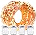 Decornova 19.7-Feet 60 LED Waterproof Copper Wire Rope String Lights with Timer,Battery Operated, Warm White (Set of 4)