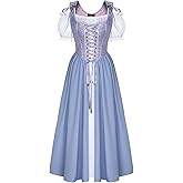 Scarlet Darkness Renaissance Costume Women Medieval Corset Dress Puff Sleeve Fairy Dress