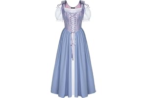 Scarlet Darkness Renaissance Costume Women Medieval Corset Dress Puff Sleeve Fairy Dress