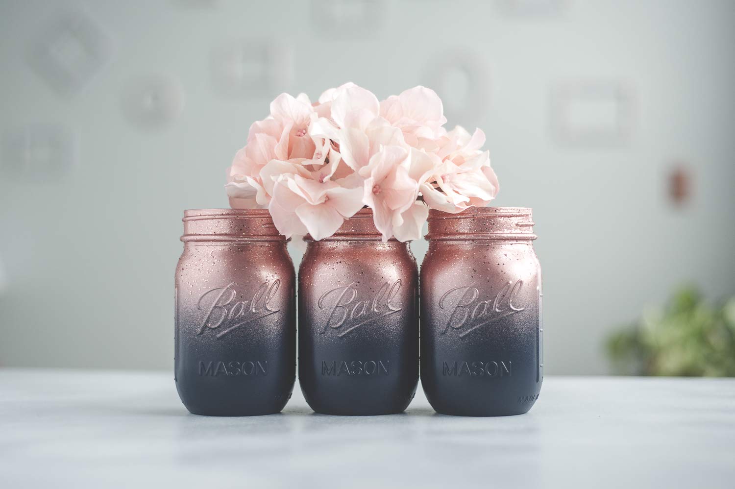 Amazon Com Set Of 6 Rose Gold And Navy Blue Vases Ombre Painted