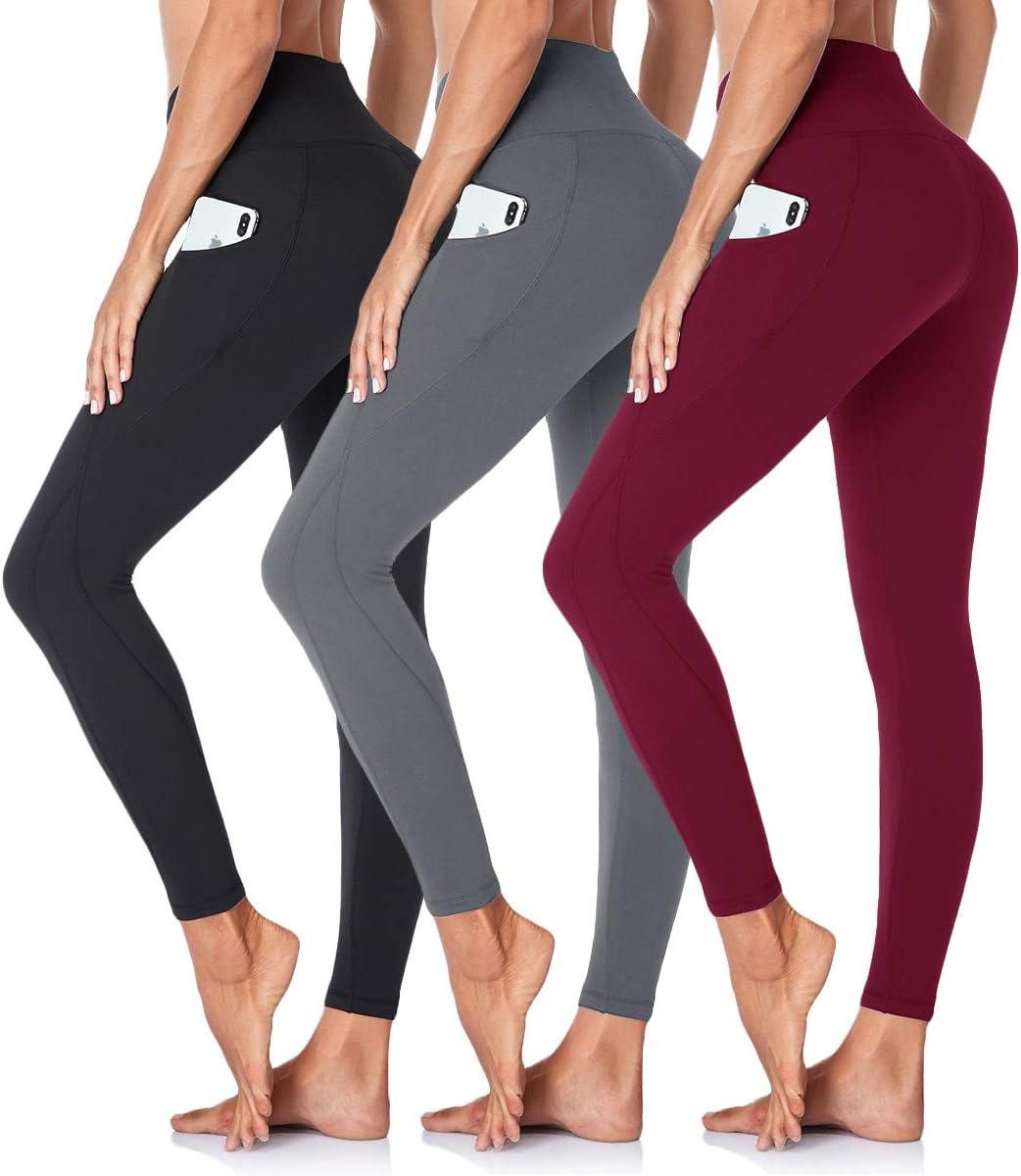 GAYHAY 3 Pack High Waist Yoga Pants with Pockets for Women - Tummy Control Workout Running 4 Way Stretch Yoga Leggings : Sports & Outdoors