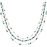 Fianco Boho Layered Necklaces For Women Western Turquoise Natural Stone Jewelry For Women Statement Beaded Necklace For Women Dainty Chain Necklace Stack For Women Unique And Unusual Gifts