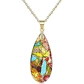 Suyi Stone Necklace for Women Teardrop Colorful Pendant Necklaces
