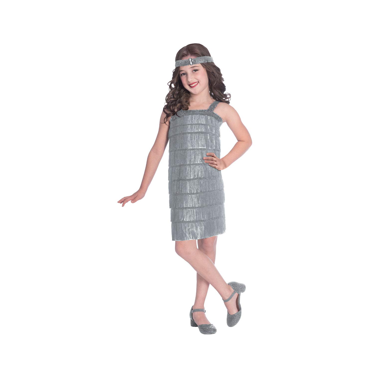 amscan 9905731 - Kids 1920's Silver Flapper Girls Fancy Dress Costume Age: 6-8 Years