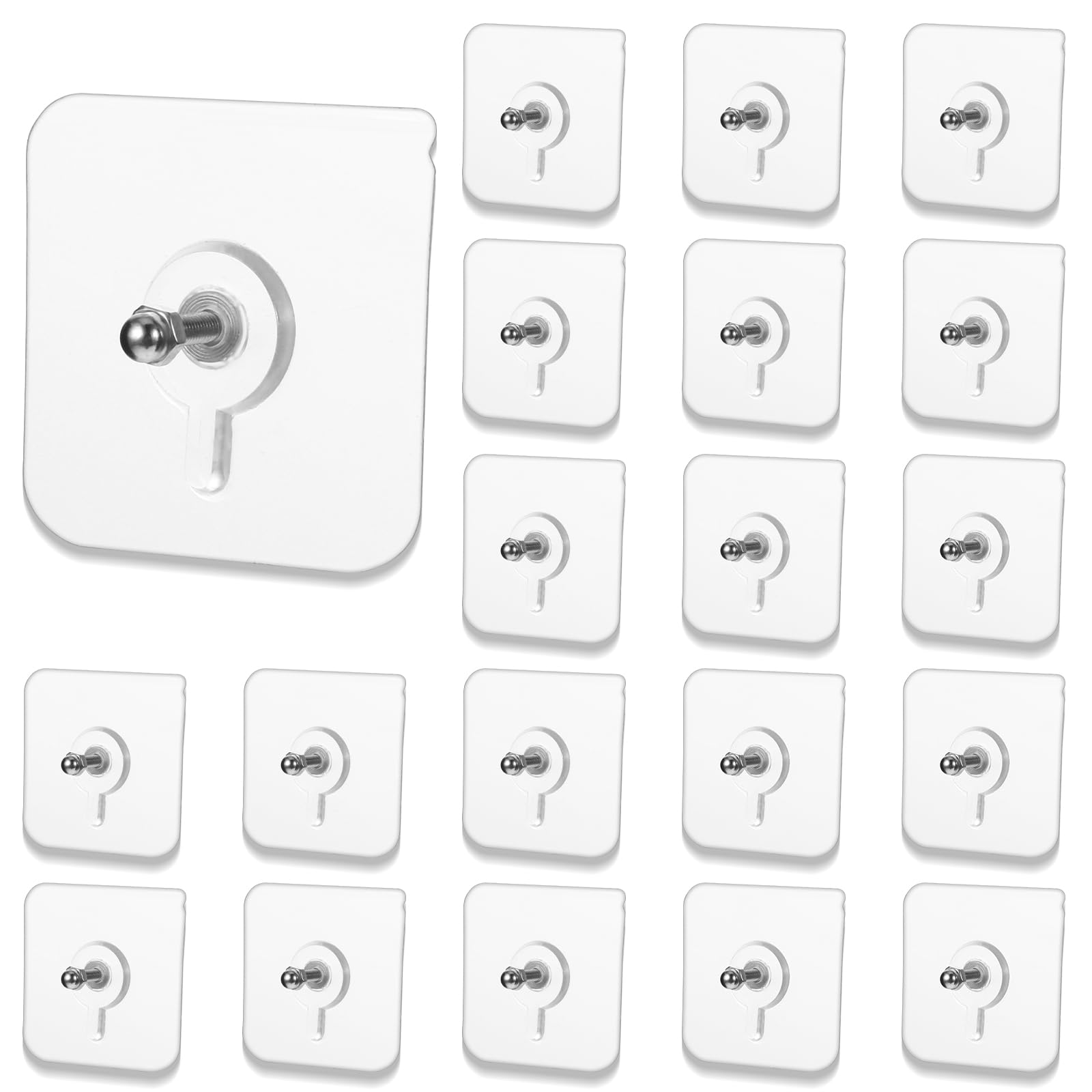 Photo 1 of Tyqour 20pcs Adhesive Wall Mount Screw Hooks Sticky Wall Mount Hanger No-Trace Adhesive Picture Hooks for Bathroom Kitchen Home and Office