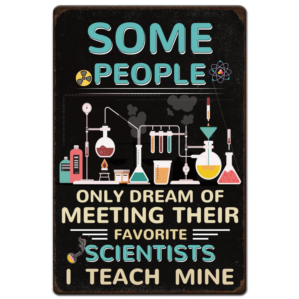 Hobbspring 1pc Vintage Metal Tin Sign 30x20cm Retro Science Lab Sign Some People Only Dream Of Meeting Plaque Poster for Classroom Home Office Bar Cafe Garden Wall Decorations