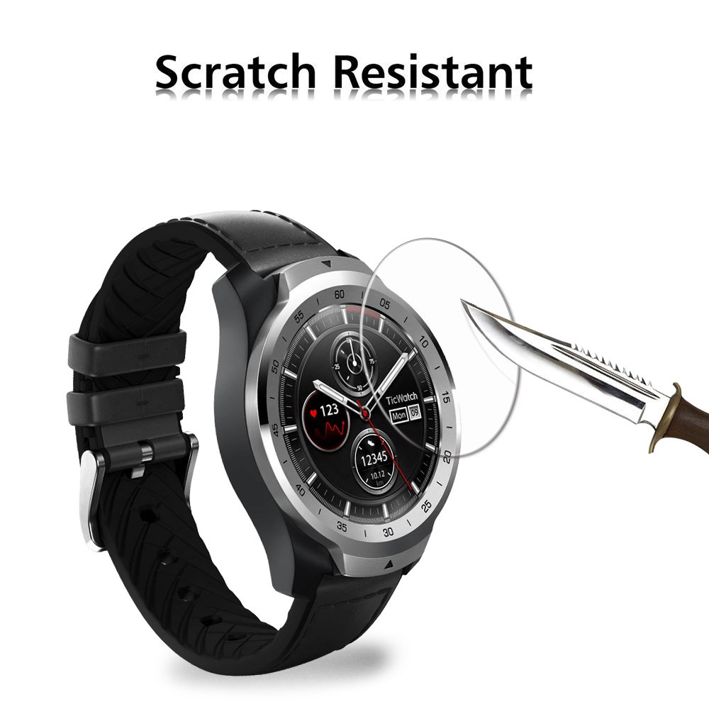 iVoler [4 Unidades] Protector de Pantalla para TicWatch Pro Smartwatch, Cristal Vidrio Templado Premium