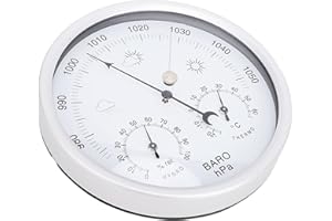 ViaGasaFamido Round Weather Station, Aluminum Alloy Construction, Accurate Thermometer Barometer Hygrometer, 5.2 Inches for I