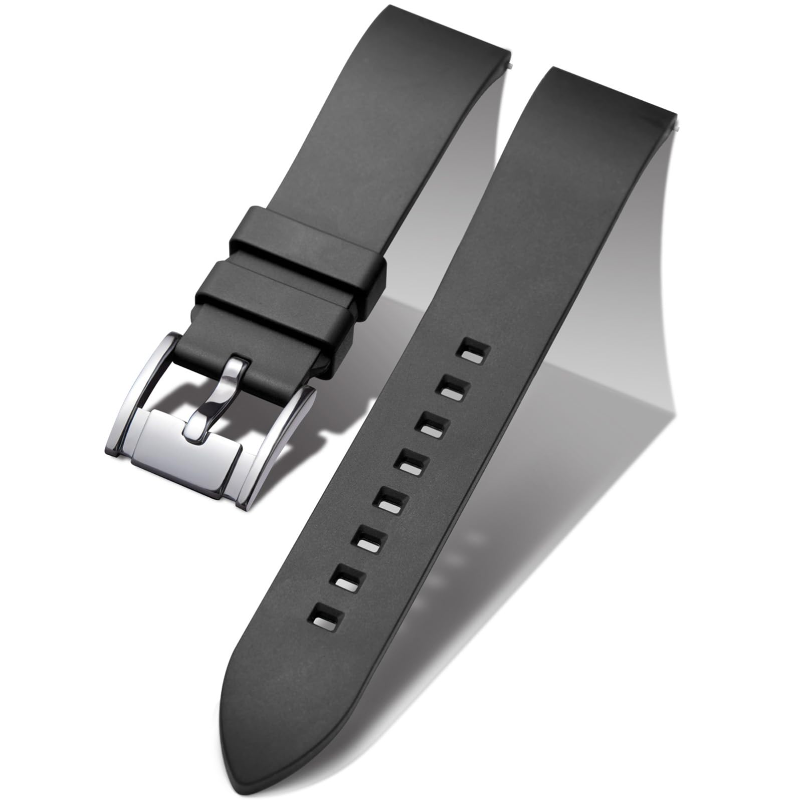 BINLUN FKM Rubber Watch Strap Quick Release Fluororubber Watch Band 19mm 20mm 21mm 22mm 24mm Durable Fluoro Silicone Sport Watchbands Replacement for Men Women Black/Brown/Blue/Red/Green/Orange