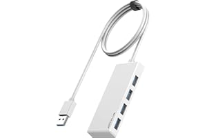 ANYPLUS USB Hub, Multiport USB Splitter Adapter, 2 ft Long Cable USB 3.0 Hub, USB Extender for Laptop, PC, iMac, Surface Pro, MacBook, Mac Pro, Flash Drive, XPS, Mouse, HDD【White】