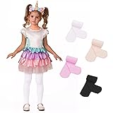 Zando 4 Pairs Toddler Tights for Girls 4-6 White