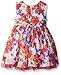 Nannette Girls' Swiss Dot Floral Dress with Surplice Neckline