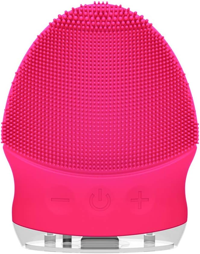 WFbag New Heating Electric Facial Cleansing Brush, Waterproof Silicone Sonic Vibration Deep Pore Cleaning Skin,Massage Face Clean, Hold for Normal Skin,Red