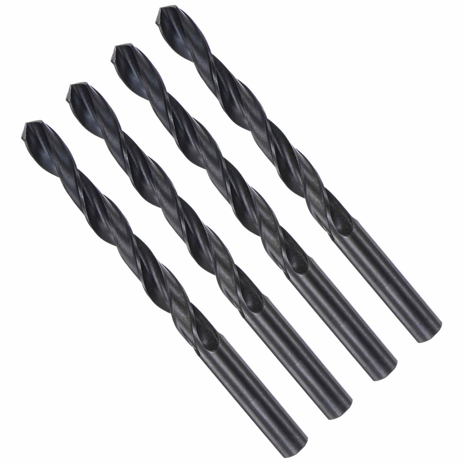 CoCud Twist Drill Bits, 9.6mm Cutting Diameter 0.38" Shank, High-Speed Steel Black Oxide Coating Jobber Bit Set (Applications: for Metal Wood Plastic), 4-Pieces