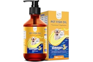 Cassiel Pet Fish Oil for Dogs, Wild Alaskan Salmon Oil for Dogs & Cats, Fish Oil, Omega 3 EPA DHA, Less Shedding, Promotes Heart, Itching, Healthy Skin and Coat, Joint & Immune Health, 10.15 oz Liquid