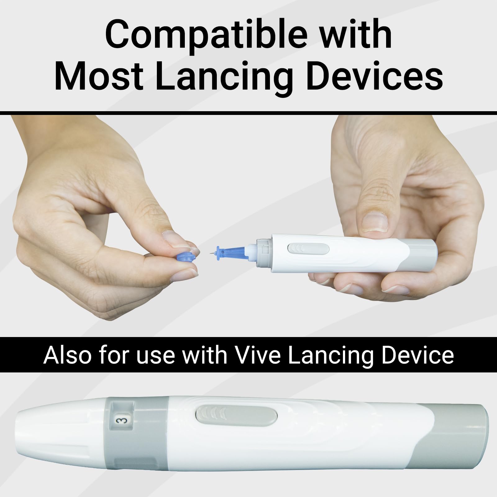 Vive Precision Easy-Twist Lancets for Diabetes Blood Sugar Extraction Testing, 30 Gauge Single Use Disposable Finger Pricker Needle Pen for Glucose Monitoring Devices (300 Easy-Twist Lancets)