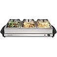 Proctor Silex Buffet Server & Food Warmer, Adjustable Heat, for Parties, Holidays and Entertaining, Three 2.5 Quart Oven-Safe Chafing Dish Set, Stainless Steel