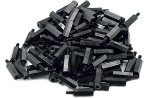 Hxchen 100Pcs M3 x 15mm + 6mm Male to Female Thread Nylon Plastic Hexagon Standoff Spacer Pillars Black