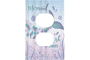 WPSHIJIA Mermaid Tail Girls Colorful Sea Ocean Animal Scale 1 Gang Outlet Plate Decorative Single Duplex Wall Plate Covers Unique Electrical Receptacle Light Switch Cover Art Faceplate Switchplate for Nursery