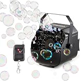 XWSTGEQ Stage Bubble Machine RGB LED Lights Wireless Remote High Output | 3000 Bubbles Per Min 0.3Gal Tank 2H Continuous Use, 7 Color Auto Lights for Wedding Carnival Party Performance