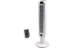 Lasko Oscillating Tower Fan with Remote Control, 3 Quiet Speeds, Timer for Bedroom, Kitchen, Office Use, White, 36" 2510