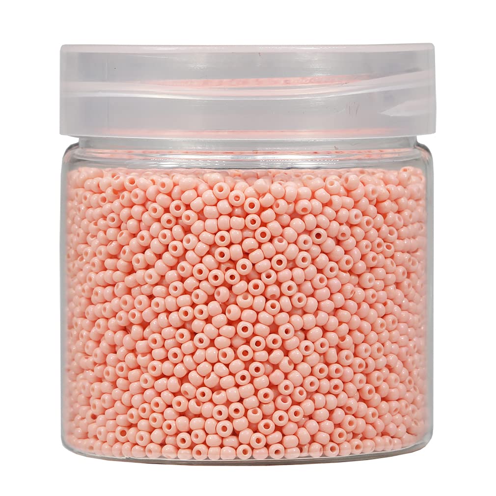 Bala&Fillic Size 2mm Round Seed Beads 10000pcs/110 Grams in Box 12/0 Skin Pink Small Craft Seed Beads for Making Jewelry Earring Bracelets Necklace (Skin Pink)