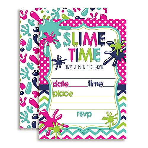 Slime Birthday Party Invitations for Girls, 20 5