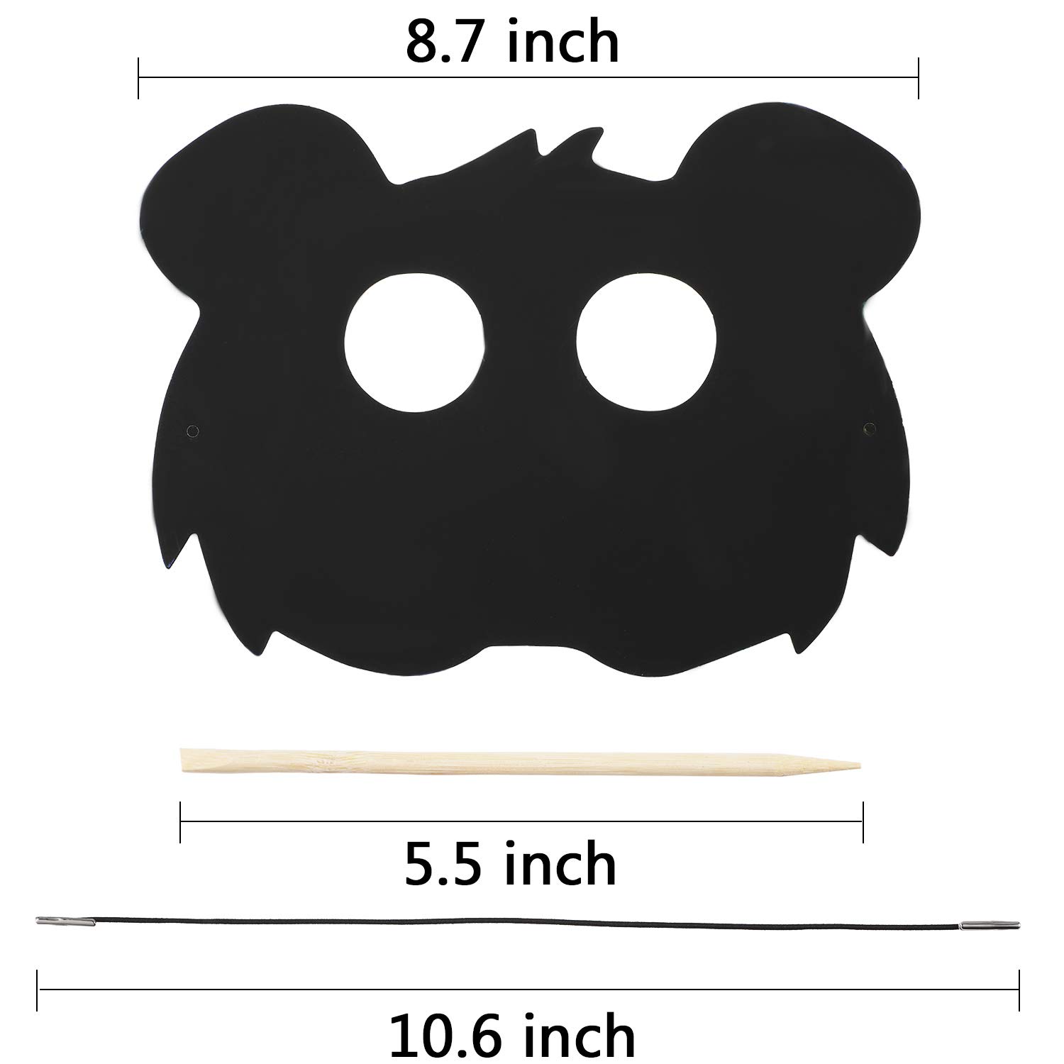 Honoson 36 Pieces Scratch Paper Animal Masks Rainbow Masks with Elastic Cords and 12 Pieces Wood Stylus for Costume Dress up Halloween Parties Decorations and DIY