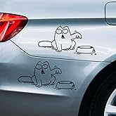 YoRise 2PCS Simon Cat Car Fuel Cap Sticker Decal, Vinyl Bumper Stickers, Funny Hungry Cat with Empty Bowl Decals for Vehicles, Cute Car Decoration Accessories for Cars, Windows, Laptops (Right)
